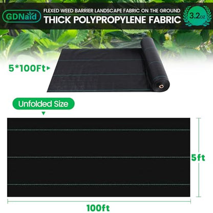 Weed Barrier Fabric 5ftx100ft Landscape Fabric, 3.2oz Weed Barrier Fabric Weed Fabric, Garden Landscaping Fabric - size: 3.2oz-5x100ft