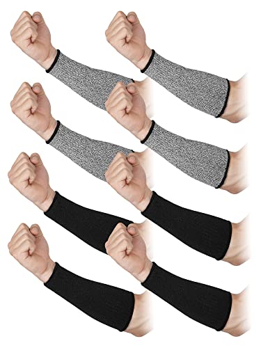 SATINIOR 4 Pairs Cut Resistant Arm Sleeves, Black,Grey - color: Black ,Grey