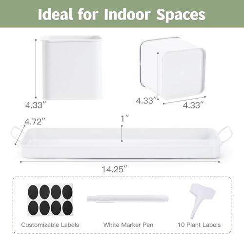 Indoor Herb Planter with 3 Herb Pots and Handled Tray