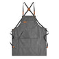 Aoomzoon Canvas Aprons for Men Women, Heavy Duty BBQ Apron with Pockets - color: Gray