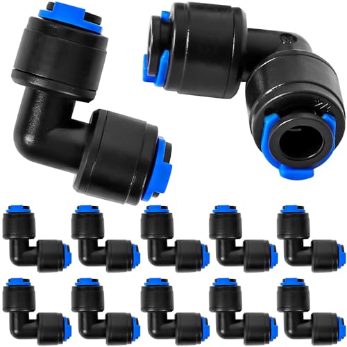 10 Pack 1/4" Universal 90 Degree Elbow Fitting, Quick Connect Universal Drip Irrigation Tubing Coupling Valve,Fitting for Sprinkler or Drip Irrigation System Parts & Connectors - color: Black-1/4" Elbow Coupling Connectors