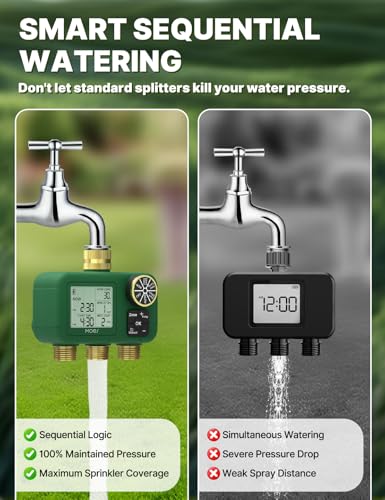 MOES 3 Zone Water Timer, Brass Fittings, Sequential Watering, No Wi-Fi - style: 3 Zones (3 Outlets)