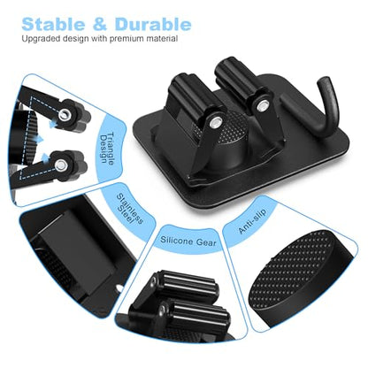 4 Pack Broom Holder Wall Mount, 304 Stainless Steel Mop Organizer with Hook - color: C-Black, size: 4PCS Gripper