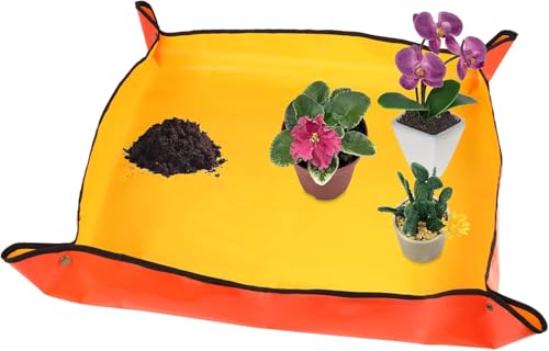 Azureblue Foldable Waterproof Plant Repotting Mat for Indoor Plants, Suitable for House Plants, Succulents, Potting Soil, Portable, Easy to Clean (Extra Large 39.4 x 39.4 (Orange)) - size: Extra Large 39.4 x 39.4" (Orange)