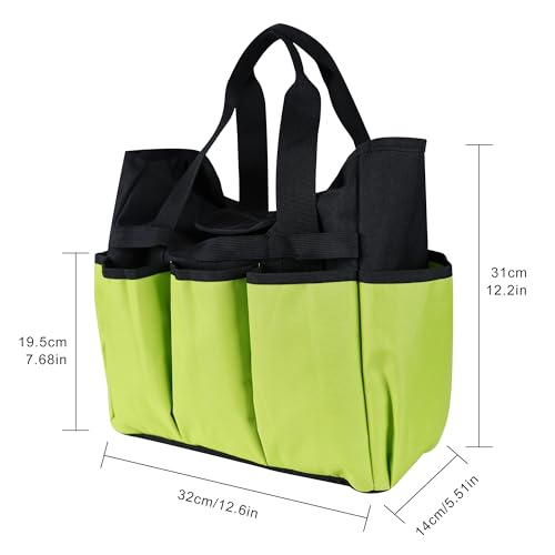 Portable Gardening Tool Tote Bag Organizer with 16 Pockets & Handle - color: Green