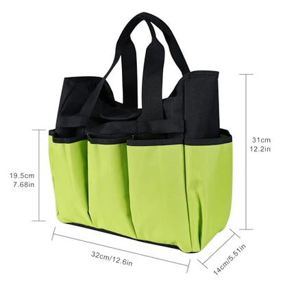 Portable Gardening Tool Tote Bag Organizer with 16 Pockets & Handle - color: Green