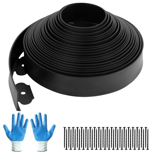 1.5in Tall 40FT Garden Edging Kit with 40pcs Spikes, Landscape Edging Coil, Edging Border for Yard,Landscaping,Lawn,Flower Beds&Landscaping - size: 1.5in*40ft