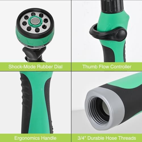 Yesker Metal Watering Wand for Garden Hose, 21 Inch, 10 Spray Patterns, Adjustable Water Sprayer with Pivoting Head, Garden Hose Nozzle with Thumb Flow Control, Ideal for Water Plant and Yard Washing - size: 21 Inch (Upgraded)