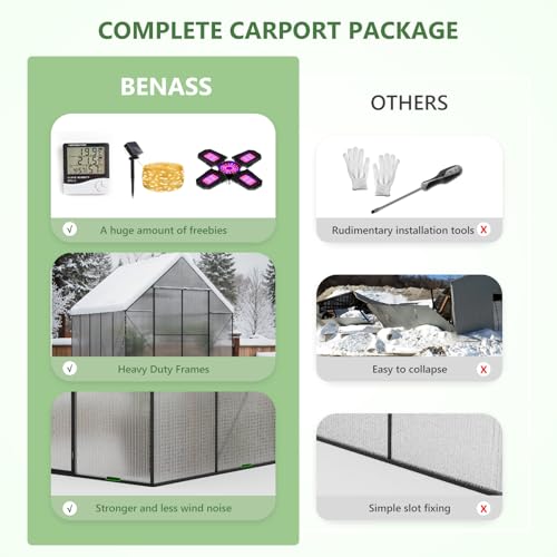 8x10 FT Greenhouse for Outdoors, Heavy-Duty Polycarbonate Greenhouse - size: 8X10 FT