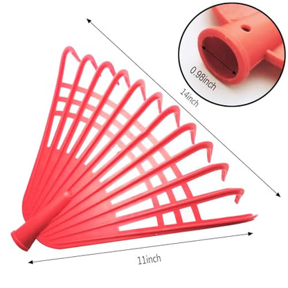 Markeny 2Pack Garden Leaf Rake Garden Rake Replacement,12 Plastic Tines Quick Clean Up of Lawn and Yard, Red