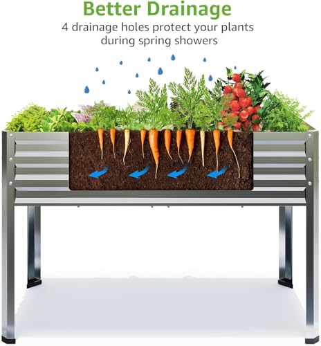 2PCS Galvanized Raised Garden Beds with Legs 48x24x32in - size: 2 PCS