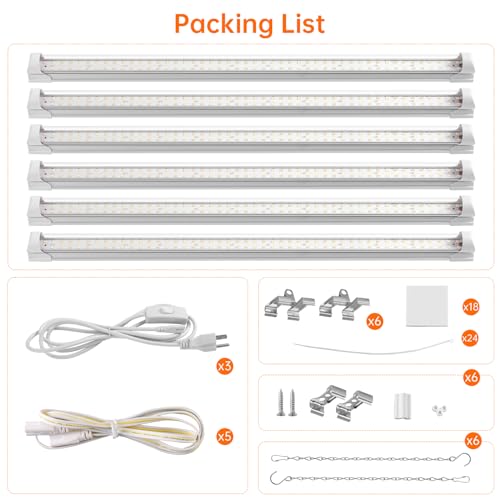 Bstrip 2ft Grow Light for Indoor Plants, 6-Pack Full Spectrum LED Strips - size: 2FT