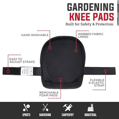 Lightweight Gardening Knee Pads with Removable and Replaceable Foam Pad Insert, Washable Soft Cap Knee Pad, Easy Fit with Adjustable Hook and Loop Closure Straps