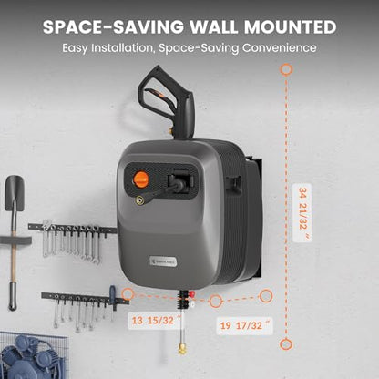 Giraffe Tools Grandfalls Retractable Wall Mount Pressure Washer G20B, 65FT