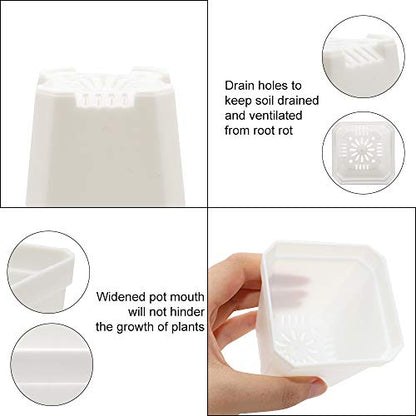 30Pcs 3" Nursery Pot with 30 Saucers White, Square Plastic Planting Pots - color: White