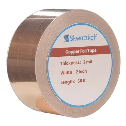 Double-Sided Conductive Copper Foil Tape 2" X 66Ft, 2 Mil，1-Pack - size: 1.97 Inch*2mil*65.6 FT