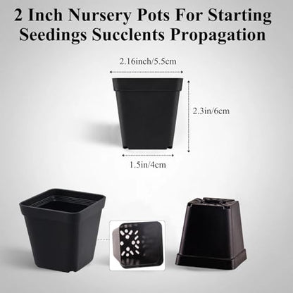 50 Packs Square Nursery Pots for Plants 2.2 Inch Seedling Pots - size: 2.2 Inch