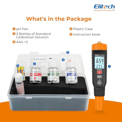 Elitech PHM-230 Professional Digital pH Pen Meter for Water and Solutions