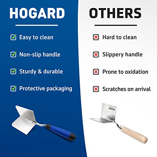 Outside Corner Trowel | Best Corner Drywall Tool | Made of Stainless Steel with External Angle and Soft Grip Handle.
