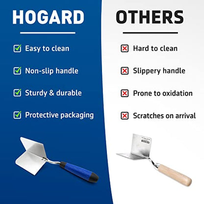 Outside Corner Trowel | Best Corner Drywall Tool | Made of Stainless Steel with External Angle and Soft Grip Handle.