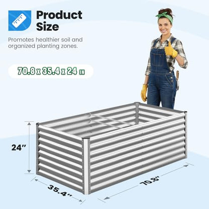 Quictent Galvanized Tall Raised Garden Bed 6x3x2 Ft - color: Silver, size: 6x3x2 ft