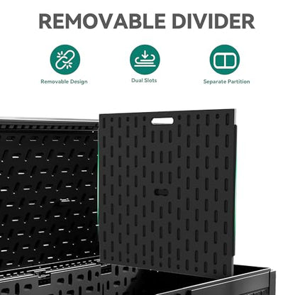 YITAHOME 320 Gallon Double-Wall Deck Box with Divider & Side Handles - color: Black, size: 320 gallon