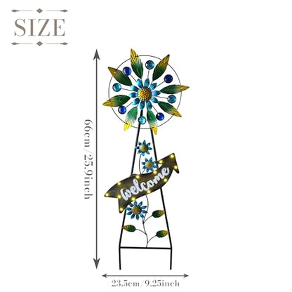 TERESA'S COLLECTIONS Solar Metal Hummingbird Wind Spinner Garden Stake 26" - color: Green, size: Medium