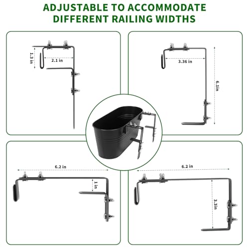 Railing Planter Box 16 Inch with Adjustable Brackets (4PCS)