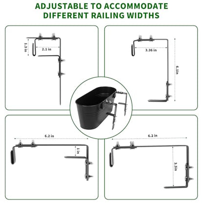 Railing Planter Box 16 Inch with Adjustable Brackets (4PCS)