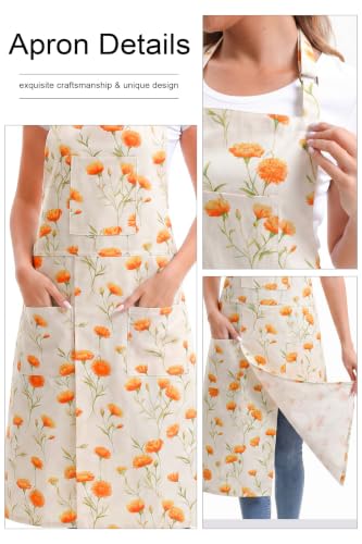 Nanxson Pottery Apron Split Leg with 3 Pockets & Adjustable Buckle - color: Yellow Flower