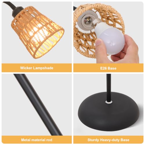 Boho Black Floor Lamp for Living Room,Bulb Included - color: Black-1