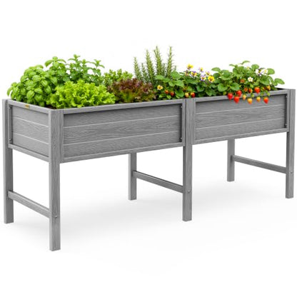 YEFU 72" Large Raised Garden Bed, Wood-Look HIPS 6ft Extra Large Bed, Grey - color: Gray, size: 72"×24"×30"