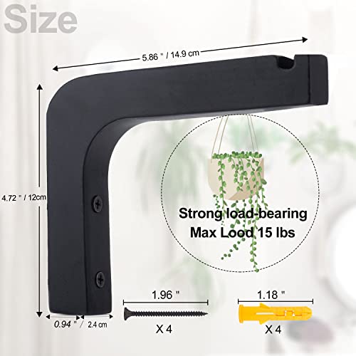 2 Pack 5.9 inch Wooden Wall Hooks for Hanging Plants, Black - color: Black