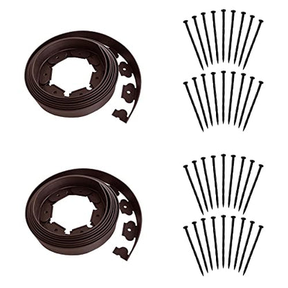 40FT 2Inch High Brown Landscape Edging with 36pcs 8-inch Spikes No Digging Garden Edging Kit, Premium Yard Edging Fence with One Spike per Feet - style: 40FT Brown
