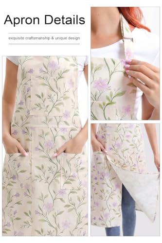 Nanxson Pottery Apron Split Leg with 3 Pockets & Adjustable Buckle - color: Purple Flower