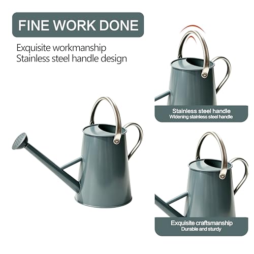 1.5 Gallon Metal Watering Can for Outdoor Plants, Large Watering Can, Gray - color: Gray