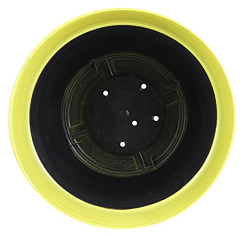 Garden Elements Indoor/Outdoor Glazed Brushed Happy Plastic Planter, Large, Bright Yellow, 15" (Pack of 2) - color: Bright Yellow