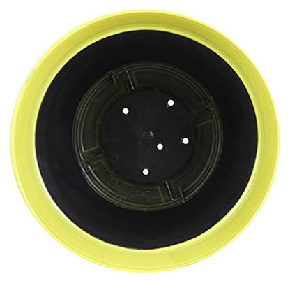 Garden Elements Indoor/Outdoor Glazed Brushed Happy Plastic Planter, Large, Bright Yellow, 15" (Pack of 2) - color: Bright Yellow