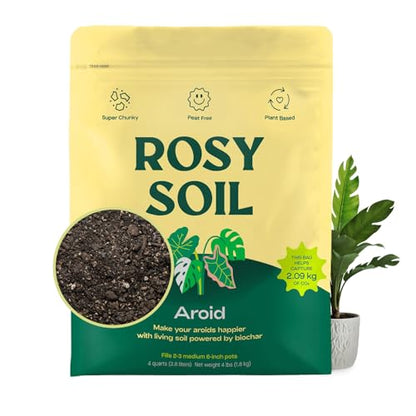 Rosy Soil Aroid Soil Mix, Chunky Biochar Potting Mix, 4 Quarts - color: Aroid, size: 4 Quarts