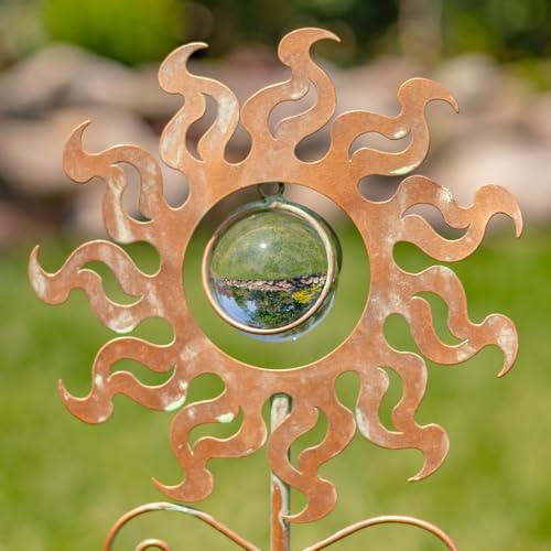 31.5" Tall Antique Copper Iron Abstract Sun Garden Stake (31.5" Tall) - style: 31.5" Tall