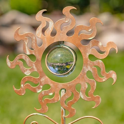 31.5" Tall Antique Copper Iron Abstract Sun Garden Stake (31.5" Tall) - style: 31.5" Tall
