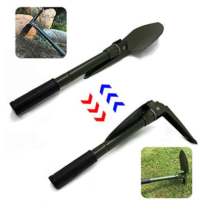 HongK- Green Hiking Multi-Functional Military Folding Shovel Survival Spade Emergency Green [P/N: ET-Shovel001] - color: Green, size: Small Size