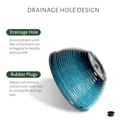 10 Inch Hanging Planters, Glazed Hanging Basket with Drainage Holes, 2 Pack - color: Blue, size: 10inch