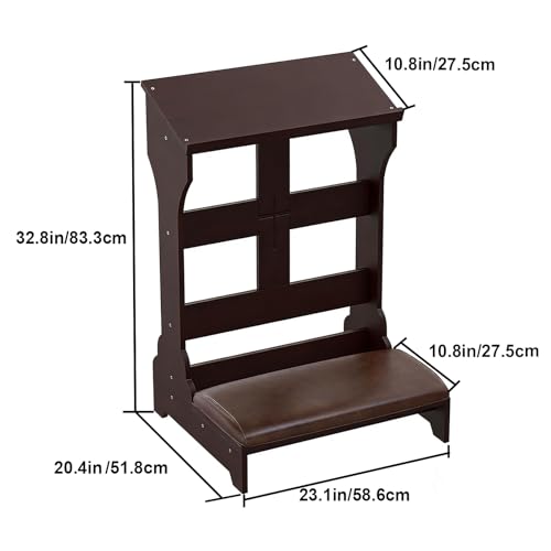 Prayer Kneeler, 23" x 20" x 36" Prayer Bench with Padded Cushion