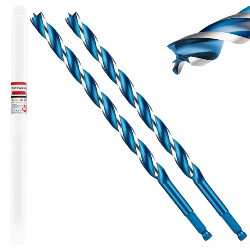 2-Pack 1/2" x 9" Wood Auger Drill Bits, 3-Flute Hex Shank Sets - size: 1/2" x 9"