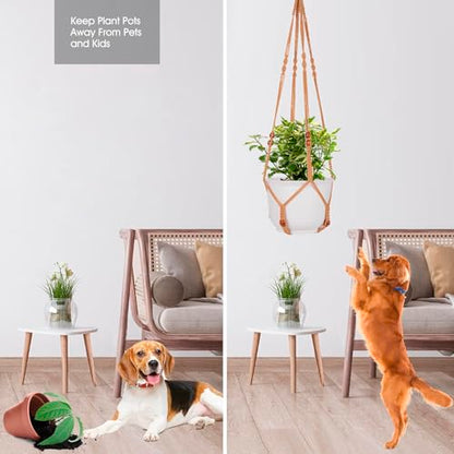 RIFNY Macrame Plant Hanger Indoor, Hanging Plant Holder, Brown, 3 PCS - color: Brown, size: 35 Inch 3pcs