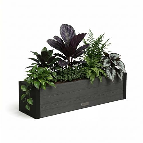 Mayne Vista 36in Rectangular Window Box Planter, Charcoal - size: 36in