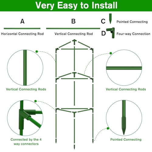 6 Pack Tomato Cages for Garden, Tomato Cage Trellis, Garden Cage Heavy Duty - color: 6 Pack