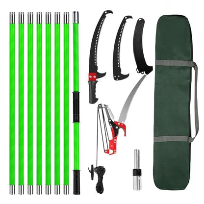 Pterying Pole Saws for Tree Trimming - 7.3-27 ft Manual Tree Trimmer with Sharp Steel Blade and Scissors, Long Reach High Branch Cutter for Garden Landscaping Pruning Palms Shrubs Fruit Trees
