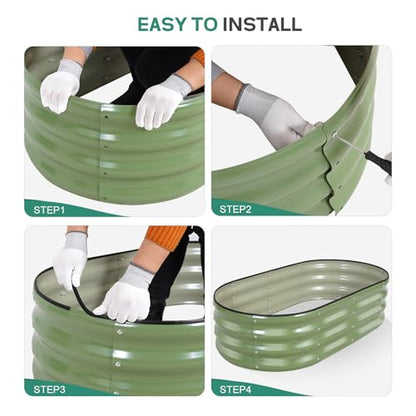 Galvanized Raised Garden Bed Outdoor, 4x2x1ft, Olive Green - color: Olive Green, size: 4×2×1ft (1 Pack)